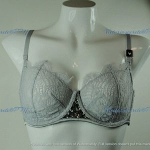 Victoria's Secret Dream Angels Sequin Wicked Uplift Bra NWOT 32DDD Silver